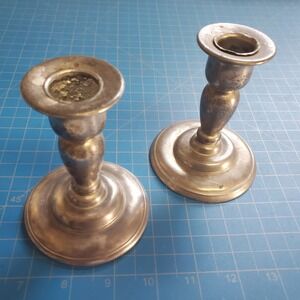 Quaker Pewter Candleholder Pair~4 Inch